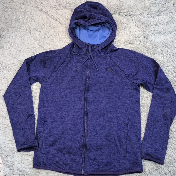 Under Armour Tops - Under Armour Sweatshirt Womens M Purple Hoodie Cold Gear Zip Up Athletic Pockets